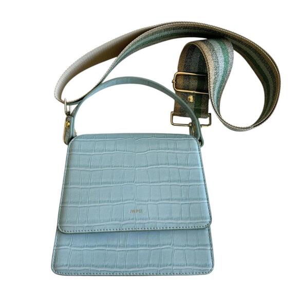 JW PEI Croc-Embossed FAE Top Handle Crossbody - Light Blue Croc - Picture 1 of 9